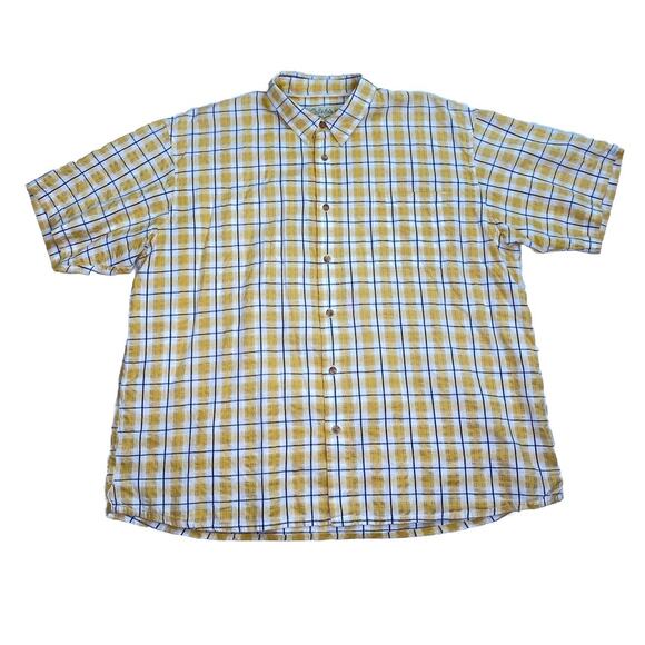 Cabela's Plaid Flannel Button Up Short Sleeve Shirt Men's Size Large Cotton - Picture 2 of 5